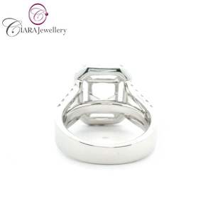 NUEVO ESTILO 18K AU750 ORO BLANCO CLÁSICO BANDA DE TRES ROLLO DIAMANTE NATURAL REAL 3.00CT MONTAJE DE ANILLO EN FORMA DE EMERLAD - Product Image 3