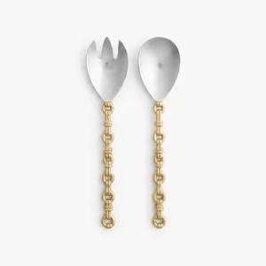 Ensemble de service à salade Glam Gold de qualité supérieure, fourchette et cuillère en métal poli miroir, passe au lave-vaisselle, couverts minimalistes - Product Image 5