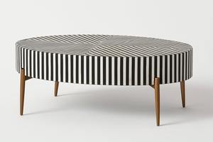 Venta Exclusiva de Mesa de Centro con Incrustaciones de MOP en Blanco y Negro de Calidad Estándar, Diseño Único con Incrustaciones de Hueso, Estilo Art Deco para Bodas - Product Image 2