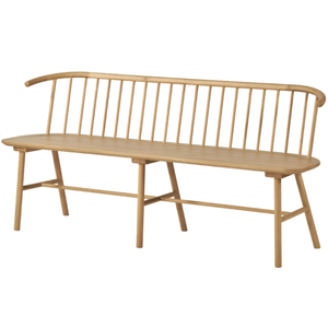 Banc de salle à manger en teck au design moderne, banc en bois à lattes ouvertes avec poignées latérales enveloppantes - Product Image 1