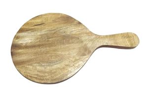 Tabla de cortar redonda de madera de mango, pala para pizza, tabla multiusos para picar, servir y preparar charcutería - Product Image 5