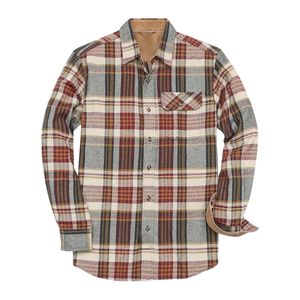 Camisa de Franela a Cuadros Marrón, Mezcla de Algodón, Forro Térmico, Cierre de Botones, Estilo Clásico, Camisas de Franela para Hombre - Product Image 1