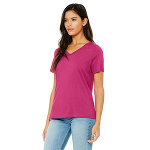 T-shirt tendance pour femme à col en V, en coton doux et extensible, à manches courtes, basique, mode décontractée, fabricant de marques privées - Product Image 5