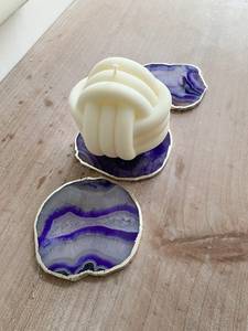 Customized Purple <b>Agate</b> Stone <b>Coaster</b> Irregular Shape Bohemian Design Tea <b>Coaster</b> For table Home Decor Hotel Restaurant Use UO - Product Image 4