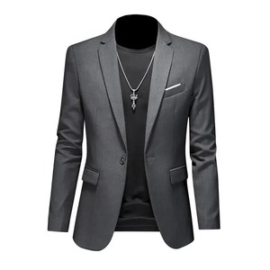 Blazer en velours côtelé pour homme, coupe droite, col à revers, respirant, infroissable, style américain, couleur unie, manches longues - Product Image 2