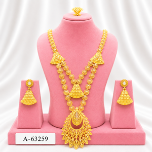 Juego de Joyería de Aleación Chapada en Oro de 24K, Collar y Aretes con Borlas, Estilo Étnico, para Mujer, Boda, A-63260 - Product Image 3