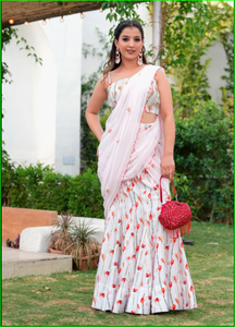 มรกต บลิง พรี เดรป เซรี คอลเลคชั่นผ้าซารีแบบดั้งเดิมที่สวยงามและกำลังเป็นที่นิยม - Product Image 6