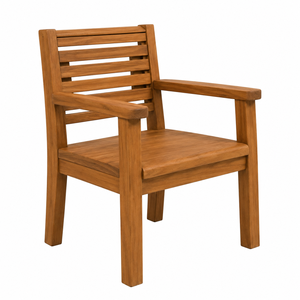 Chaise de jardin en teck massif avec dossier à lattes et accoudoirs, design moderne confortable pour salon, meubles en bois durables - Product Image 2