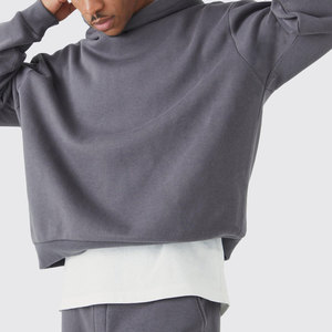 Sudadera con Capucha Gris para Hombre, Larga, Casual, de Color Sólido, 100% Algodón, Corte Holgado, con Bolsillos Laterales, para Otoño 2026 - Product Image 6