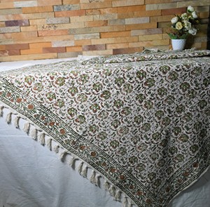 Manta de Viaje Tejida a Mano en India, 100% Algodón Ecológico, con Estampado Floral, Estilo Moderno, para Todas las Estaciones, para Sofá, Rajasthan - Product Image 3