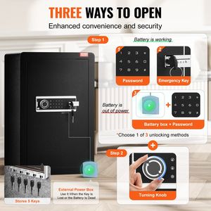 Cassaforte a Porta Singola da 3,5 Piedi Cubi con Serratura a Chiave e Password, Luce LED, 2 Ripiani e Borsa Ignifuga, Include Portachiavi - Product Image 3