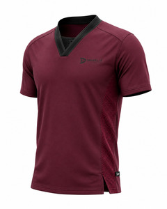T-shirt d'entraînement d'arts martiaux pour homme, col en V, couleur bordeaux, respirant, avec doublure en maille polyester, manches courtes, uniforme – Grande Vente - Product Image 2