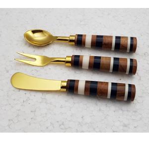 Ensemble de couverts en acier inoxydable avec manche en bois, qualité supérieure, accessoires élégants pour table à manger, meilleur prix de gros. - Product Image 3