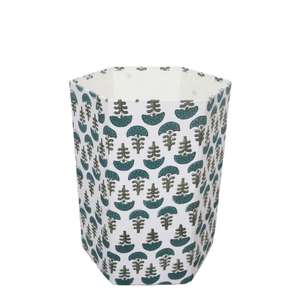 Poubelle décorative ouverte faite à la main en carton PP imprimé au bloc, avec enveloppe en tissu 100 % coton. - Product Image 1