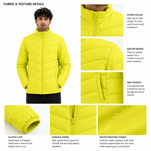 OEM <b>Men</b>’s Solid Quilted Winter <b>Jacket</b> Full Sleeve Puffer <b>Men's</b> <b>Jackets</b> Windproof <b>Lightweight</b> Casual Outerwear Clothing Wholesale - Product Image 5
