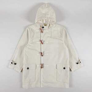 Veste parka en laine mélangée blanc cassé pour homme, manteau d'hiver chaud avec capuche et boutons-pression, épais manteau d'extérieur - Product Image 2