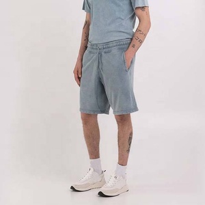 Short d'été respirant en coton délavé bleu pour homme Short de sport décontracté vintage à taille élastique - Product Image 4