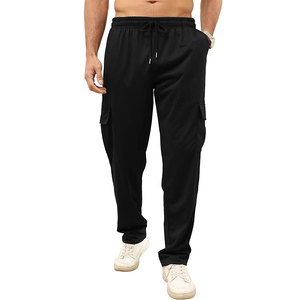 Pantalon de survêtement décontracté ample avec poches pour homme, pantalon cargo de sport, pantalon athlétique à bas ouvert, joggers - Product Image 1