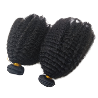 Extensions de cheveux naturels bouclés afro pour femmes noires, perruques en cheveux vierges Remy indonésiens 100% humains, vente en gros