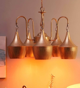 Lustre moderne en métal doré, luminaire suspendu de luxe, lampe contemporaine, finition laiton vintage - Product Image 3