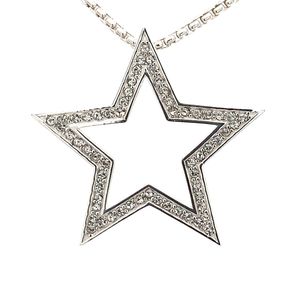 Collar con colgante de estrella plateada para mujer, diseño elegante de cristal brillante, joyería de moda de lujo, accesorios de hermandad - Product Image 6