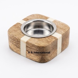 Porte-bougie en bois de style nordique, imprimé à la main en soie, 1 couleur, forme unique, décoration de Noël, fabrication artisanale indienne - Product Image 6