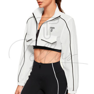 Wholesale Custom Logo Women's Cropped Bomber <b>Jacket</b> <b>Short</b> Canvas for Autumn/Winter Outdoor Fashion - Product Image 6