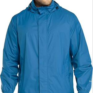 Men's Hooded Waterproof Lightweight Outdoor Rain <b>Jacket</b> Regular Fit Solid Color Polyester Spring Hiking <b>Jacket</b> - Product Image 1