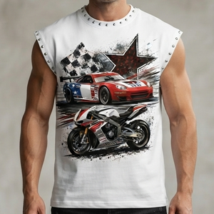 Camiseta sin mangas personalizada con pedrería, 100% algodón jersey, tela suave, estilo vintage, estampado gráfico, para unisex. - Product Image 5