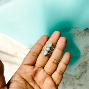 Bague en pierre précieuse Larimar naturelle, argent sterling 925, bague en pierre bleue faite à la main pour femmes, fabricant de bijoux en gros - Product Image 4