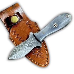 มีดเปิดหอยนางรมด้ามกระดูกเหล็กดามัสกัสแบบเป็นมิตรกับสิ่งแวดล้อม พร้อมปลอกมีด อุปกรณ์ทำอาหารทะเล อุปกรณ์ครัวสำหรับเปิดเปลือกหอย - Product Image 1