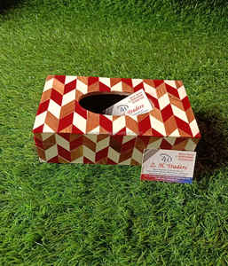 Boîte à mouchoirs décorative en os et incrustations, faite à la main, avec motifs, parfaite pour la décoration intérieure, les hôtels et l'affichage de logos personnalisés - Product Image 1