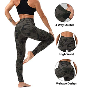 กางเกงโยคะเอวสูงสำหรับผู้หญิง,กางเกงเลกกิ้งลายพรางยกก้นสำหรับออกกำลังกายเข้ายิมฟิตเนส - Product Image 5