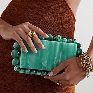 Decorative <b>Beaded</b> Epoxy Resin Clutch Evening Bag With Resin Handle Event Festive Party Trending Luxury Fashion Statement Purse - Product Image 1
