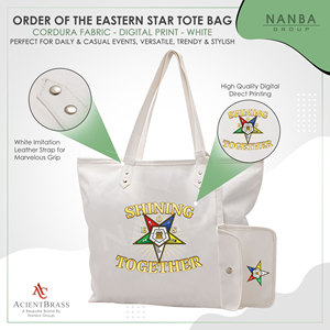 กระเป๋าใส่เครื่องประดับพิธีกรรมเมสัน OES สีขาว ลาย Shining Together Order of the Eastern Star Journal - Product Image 4