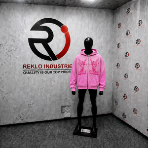 Pink Oversized Hooded Sweatshirt <b>Men</b> Casual Angel Print Front Pocket Regular Fit Sublimation Transfer Print Polyester <b>Fleece</b> - Product Image 3