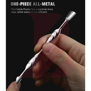 Pousse-cuticules et dissolvant de vernis gel double usage, outil à cuticules en acier inoxydable de qualité supérieure pour manucure et pédicure - Product Image 6