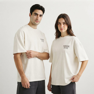 T-shirt unisexe en coton pour femme, coupe oversize, léger, col rond, épaules tombantes, couleur unie, logo personnalisé, commande en gros - Product Image 4