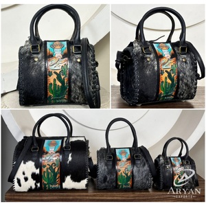 Vintage Handcrafted Cowhide Genuine Leather <b>Mini</b> Duffel Bags Luxury Cactus Designer Travel Crossbody Speedy Handbag for Unisex - Product Image 1