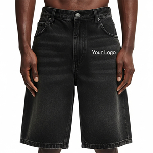Pantalones cortos de mezclilla negros deslavados de alta calidad, estilo urbano, hasta la rodilla, transpirables, a la moda, para verano, para hombre. - Product Image 4