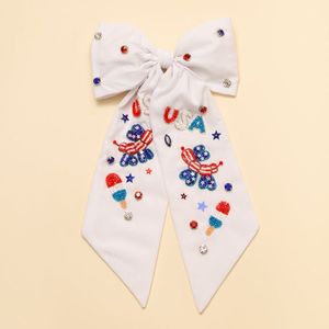 Lazo para el pelo hecho a mano estilo vintage con cuentas para tiendas de moda boutique, hermoso lazo para el pelo con cuentas florales y bordado a mano. - Product Image 2