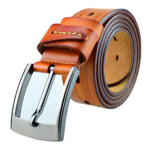 Ceinture Réversible en Cuir Véritable de Vache Marron Uni avec Boucle Ardillon en Alliage Argenté Rectangulaire, Décontractée, Durable, Moulée en Une Seule Pièce - Product Image 6