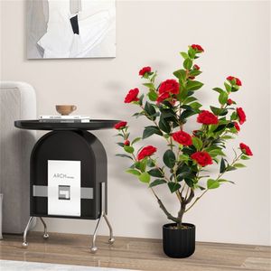 2 Pezzi Albero di Camelia Artificiale in Plastica da 38 Pollici, Pianta Finta in Cemento per Decorazioni di Matrimoni, Natale, Capodanno e Compleanni - Product Image 4