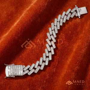 Bracelet à maillons baguette en argent avec moissanite, chaîne fine, bijoux de mode, pour usage quotidien, cadeau, style Miami Chicago - Product Image 2