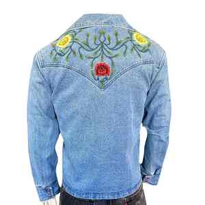 Nueva Chaqueta de Mezclilla Personalizada para Hombre, Bordada, Cómoda, con Estampados Florales, Manga Larga, Estilo Casual Vintage - Product Image 2