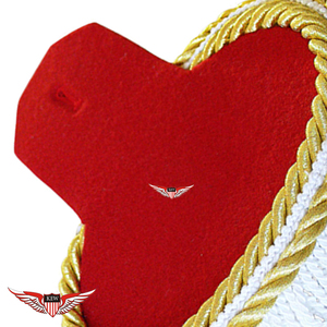 Epaulettes de Tela Roja de Alta Calidad con Ribete Trenzado Dorado y Flecos Blancos, Accesorios para Prendas Ceremoniales - Product Image 2