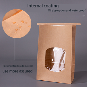 Sacs en papier en cuir de vachette pour emballage de biscuits avec fenêtre, logo personnalisé, auto-scellants, pour snacks, fond carré, fournitures de boulangerie, vente en gros - Product Image 5