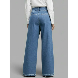 Pantalon en jean asymétrique à jambes larges (ou "Jean palazzo croisé à l'avant") - Product Image 2