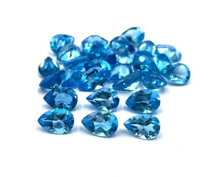 Topaze bleue suisse naturelle, pierres précieuses en forme de poire, 6 mm, 9 mm, facettées, vente en gros, pour la fabrication de bijoux - Product Image 5
