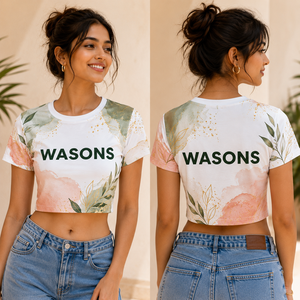 Custom <b>Women</b> Y2K Collarless Hollow Out Crop <b>Top</b> T-Shirt Digital Printing Summer Casual Streetwear Fitness Wear OEM Wholesale - Product Image 4